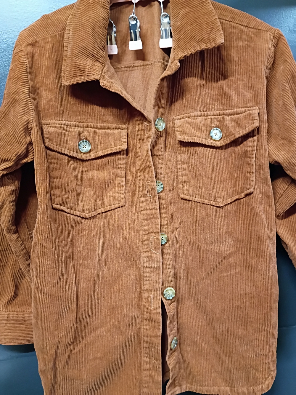 Time and Tru Women Corduroy Button-Front Jacket in Rust Size Medium